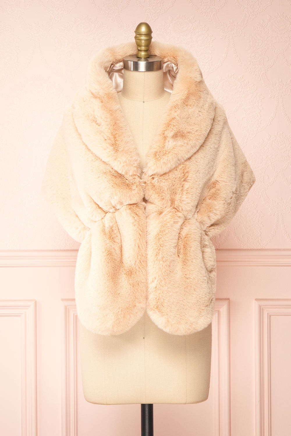 Shawny Beige Faux Fur Shawl | Boudoir 1861 front view