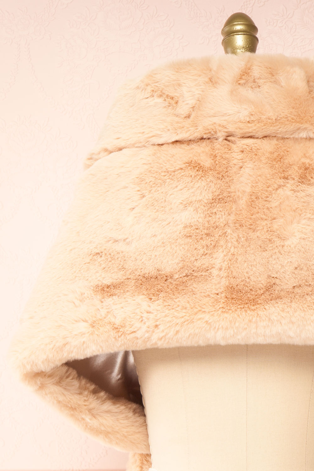 Shawny Beige Faux Fur Shawl | Boudoir 1861 back close-up