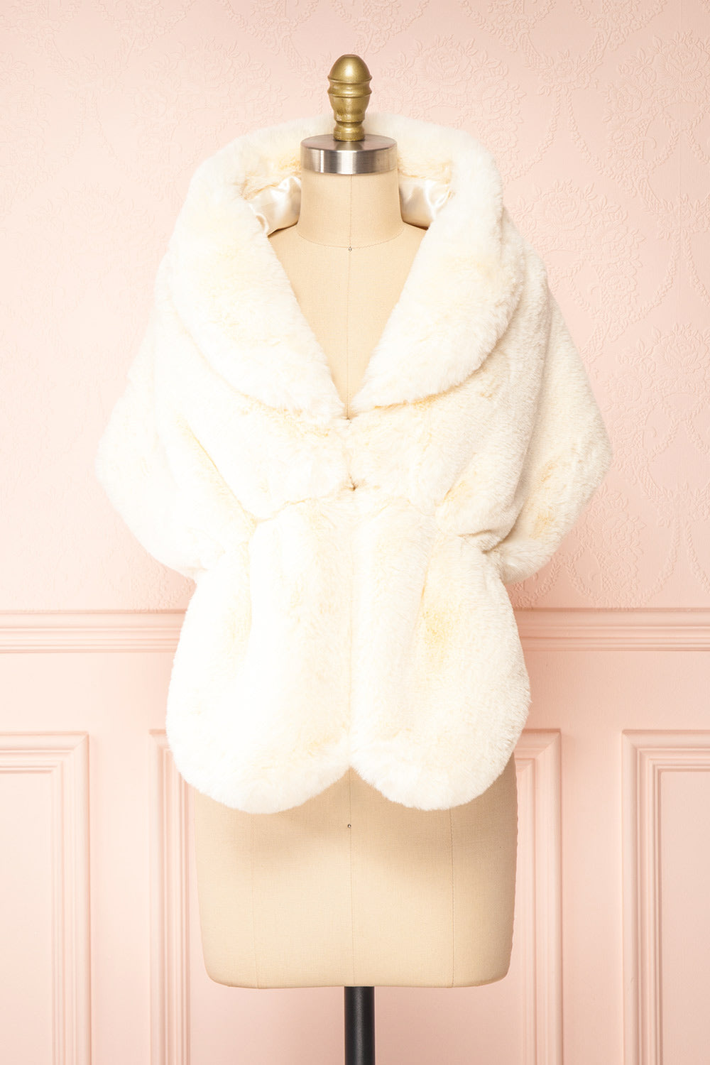 Shawny Ivory Faux Fur Shawl | Boudoir 1861 front view