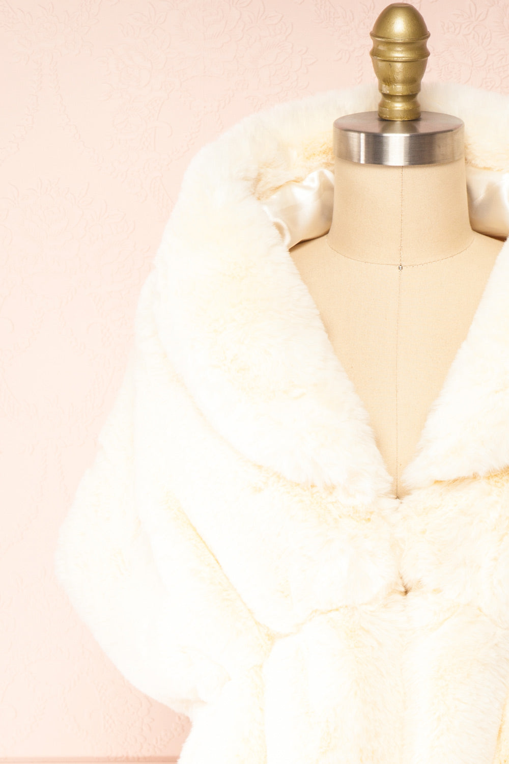 Shawny Ivory Faux Fur Shawl | Boudoir 1861 front close-up