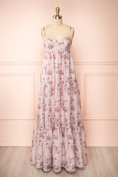 Shayla Floral Tiered Midi Dress | Boutique 1861 front view