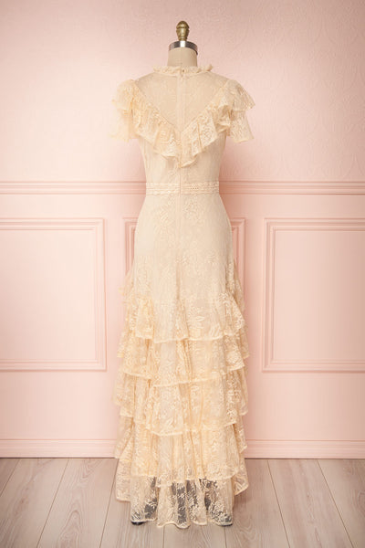 Sheephanie Beige Lace Ruffled Bridal Dress | Boudoir 1861 back view
