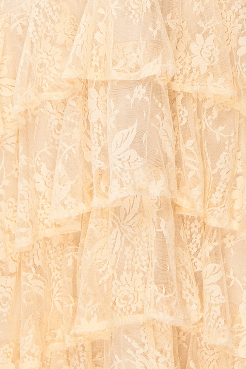 Sheephanie Beige Lace Ruffled Bridal Dress | Boudoir 1861 fabric detail 