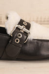 Shela Black & White Slip-On Loafers side buckle close-up | La Petite Garçonne Chpt. 2 8