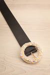 Shelvy Black Faux Leather Belt w/ Pearl Buckle | La petite garçonne flat view