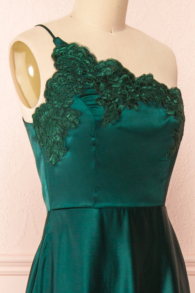 Sheriha Maxi Silky Dress w/ Lace Details | Boutique 1861 side close-up