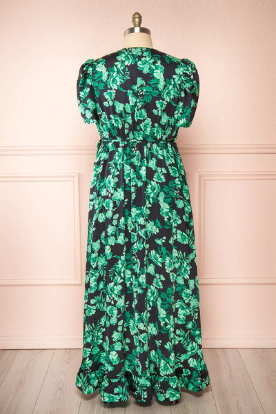 Sherin Floral Midi Wrap Dress w/ Ruffles | Boutique 1861 back view
