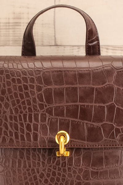 Serphukov Small Vegan Croc Leather Backpack | La petite garçonne front close-up