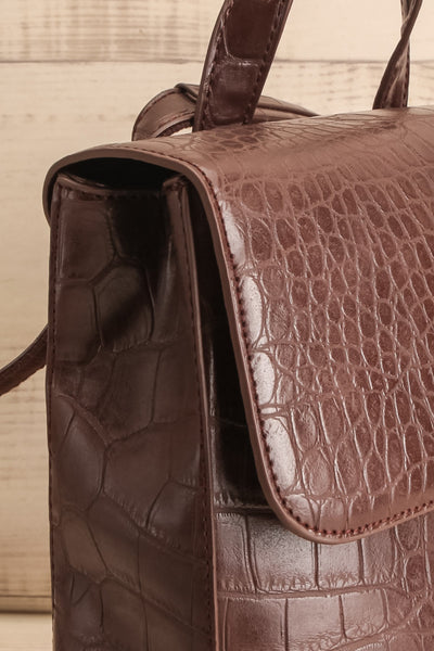 Serphukov Small Vegan Croc Leather Backpack | La petite garçonne side close-up