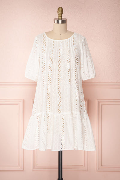 Sherwin White Lace Flared Ruffled Dress | Boutique 1861