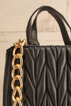 Shifrun Black Herringbone Textured Handbag | La petite garçonne front view