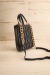 Shifrun Black Herringbone Textured Handbag | La petite garçonne side view