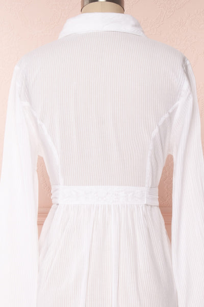 Shihoka White Cotton Kimono with Stripes & Embroidery | Boutique 1861 8