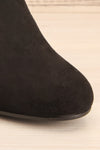 Shilo Black Suede Ankle Boots with Heel front close-up | La Petite Garçonne