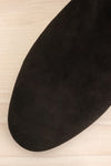 Shilo Black Suede Ankle Boots with Heel flat lay close-up | La Petite Garçonne
