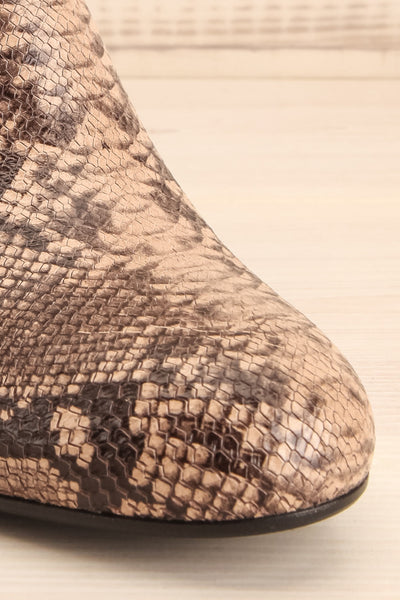 Shilo Python Patterned Ankle Boots with Heel front close-up | La Petite Garçonne