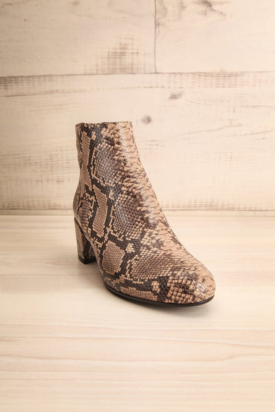 Shilo Python Patterned Ankle Boots with Heel front view | La Petite Garçonne