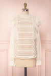 Shinrei Cream Long Sleeved Mesh & Lace Top | Boudoir 1861