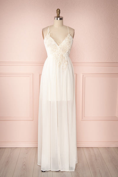 Shio Ivory Chiffon Gown with Sequins & Beads | Boudoir 1861