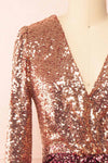 Shiragiku Short Ombré Sequin Dress w/ Long Sleeves | Boutique 1861 front close-up