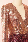 Shiragiku Short Ombré Sequin Dress w/ Long Sleeves | Boutique 1861 side close-up