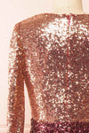 Shiragiku Short Ombré Sequin Dress w/ Long Sleeves | Boutique 1861 back close-up