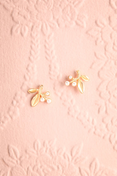 Shruti Gold & Pearl Cherry Pendant Earrings | Boutique 1861