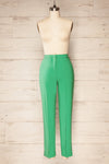 Sibenik Green High-Waisted Pants w/ Pleated Leg | La petite garçonne front view
