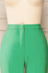 Sibenik Green High-Waisted Pants w/ Pleated Leg | La petite garçonne front close-up