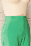 Sibenik Green High-Waisted Pants w/ Pleated Leg | La petite garçonne side close-up