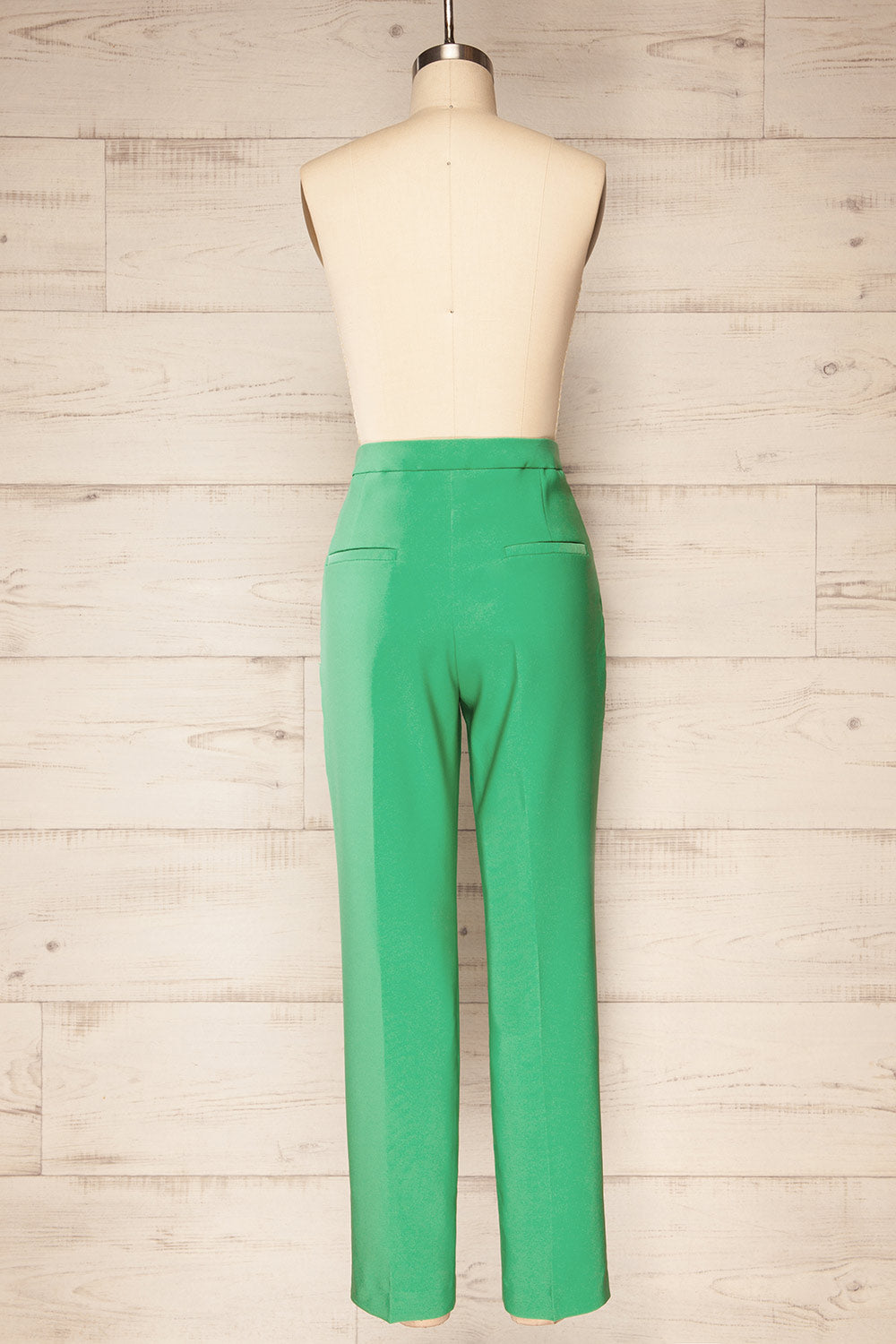 Sibenik Green High-Waisted Pants w/ Pleated Leg | La petite garçonne back view 