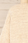 Sibli Beige V-Neck Open Knit Sweater | La petite garçonne back close-up