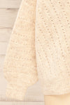 Sibli Beige V-Neck Open Knit Sweater | La petite garçonne sleeve