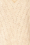 Sibli Beige V-Neck Open Knit Sweater | La petite garçonne fabric