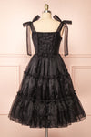 Siena Tiered Black Tulle Midi Dress | Boutique 1861 back view