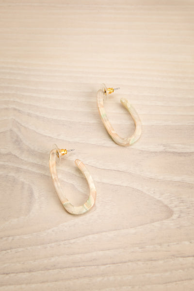 Sigila White Marbled Hoop Pendant Earrings | La Petite Garçonne