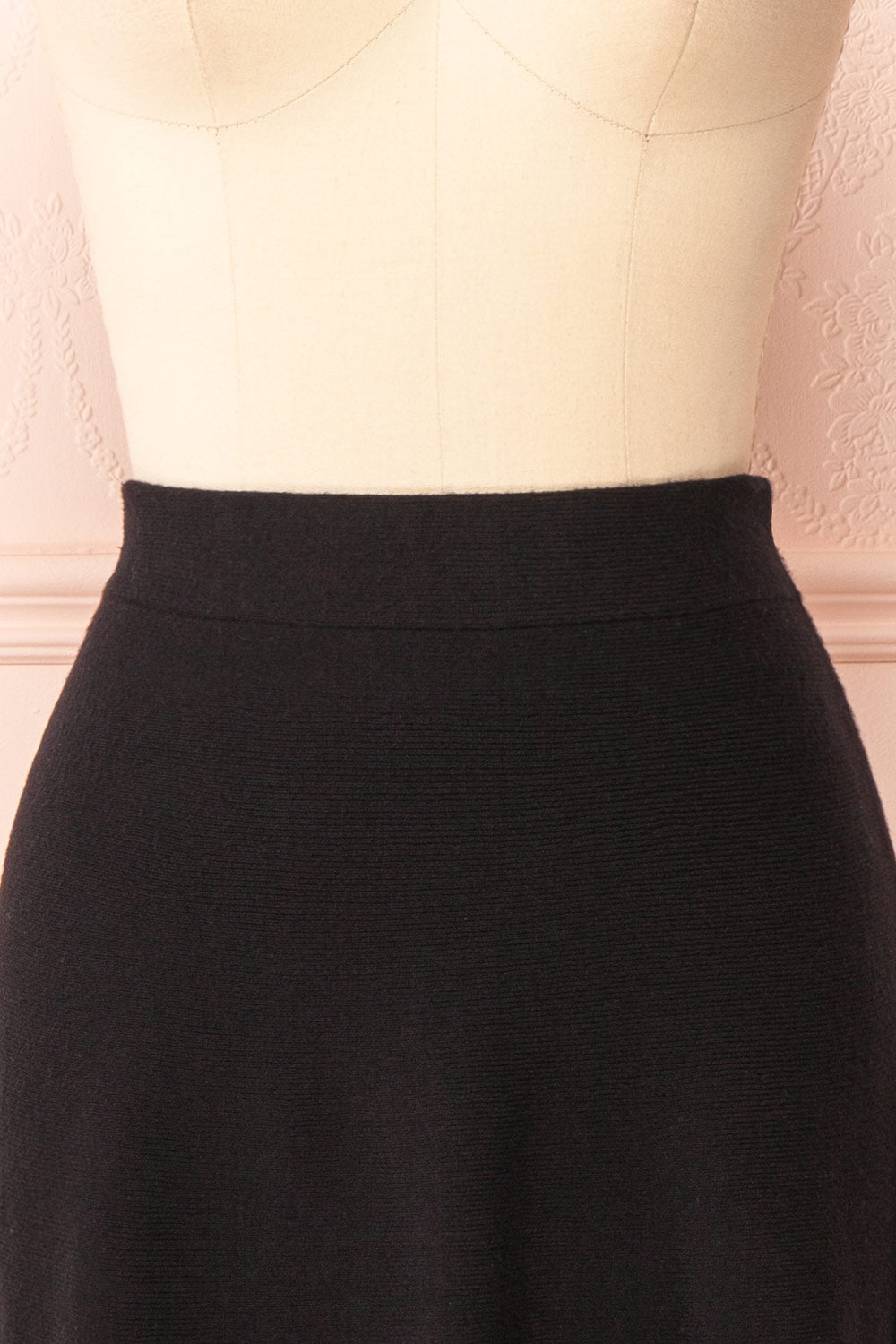 Sigrid Black Short Fit & Flare Skirt | Boutique 1861 front close-up