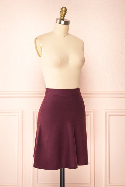 Sigrid Burgundy Short Fit & Flare Skirt | Boutique 1861 side view