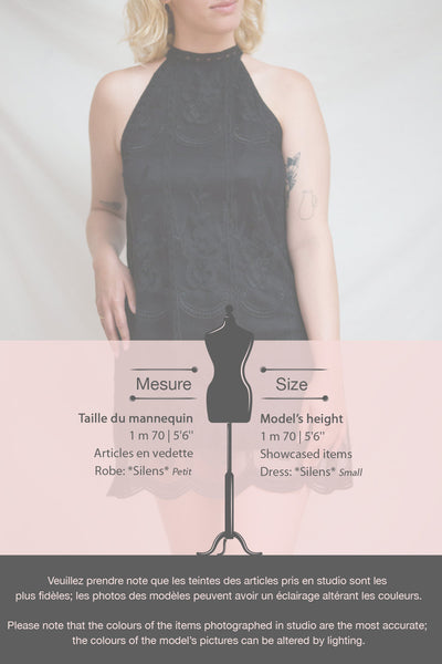 Silens Black Short Sleeveless Lace Halter Dress | Boutique 1861 fiche