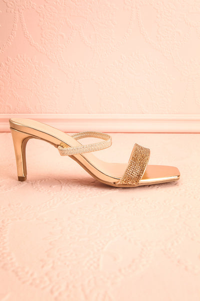 Simart Gold Slip-On Sandal Heels | Talons | Boutique 1861 side view