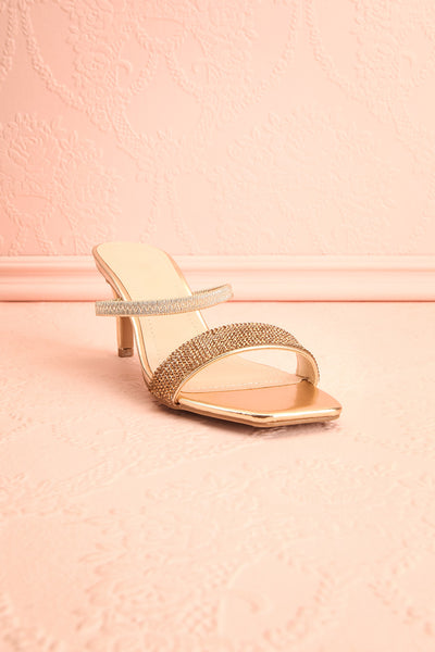 Simart Gold Slip-On Sandal Heels | Talons | Boutique 1861 front view