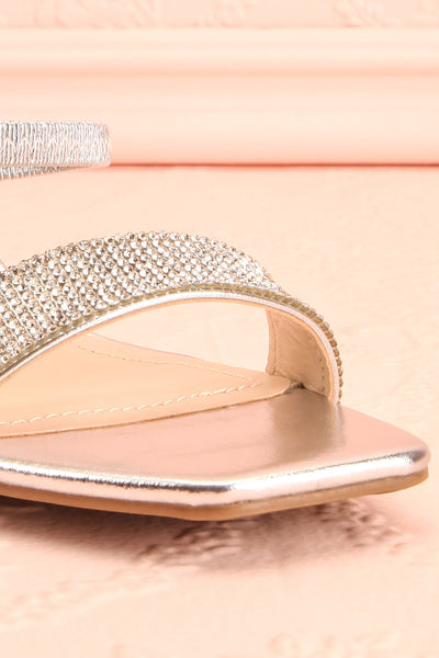 Simart Silver Slip-On Sandal Heels | Talons | Boutique 1861 front close-up
