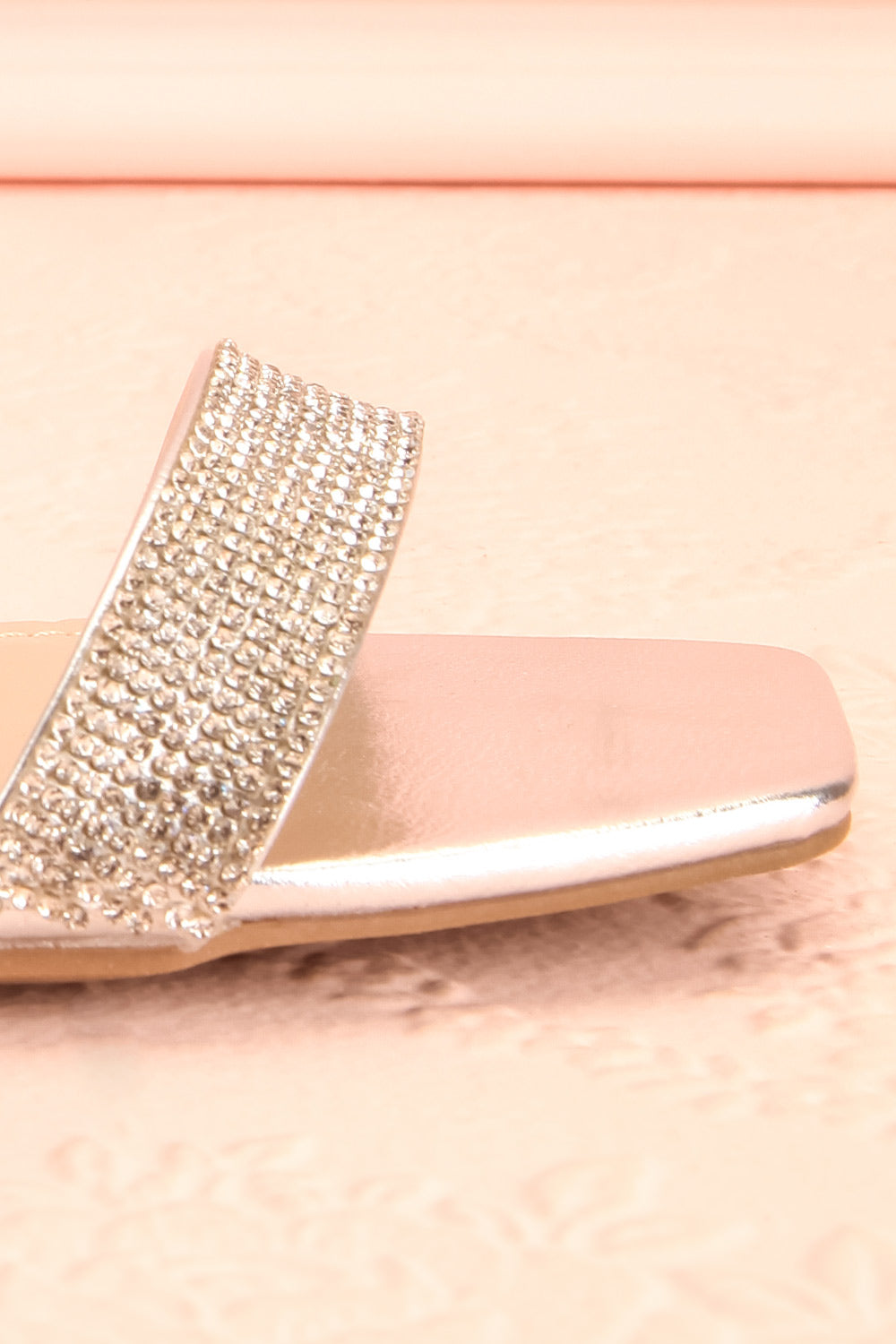 Simart Silver Slip-On Sandal Heels | Talons | Boutique 1861 side close-up