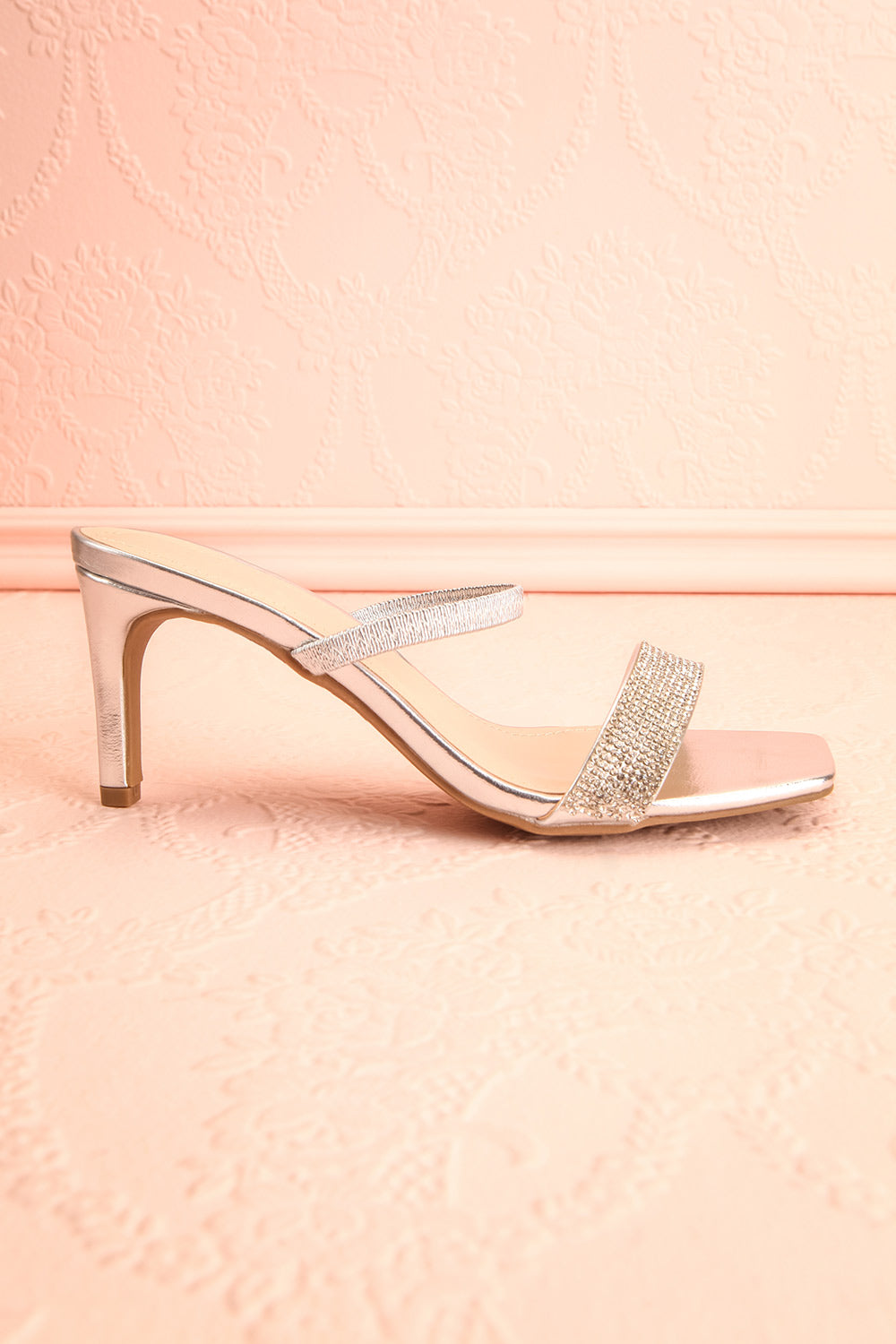 Simart Silver Slip-On Sandal Heels | Talons | Boutique 1861 side view
