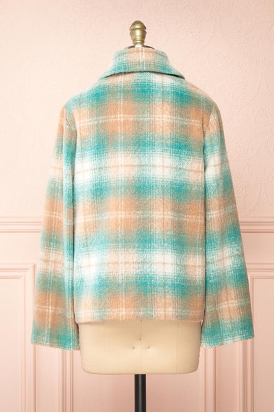 Sirennah Teal Vintage Style Tartan Coat | Boutique 1861 back view