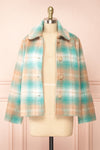 Sirennah Teal Vintage Style Tartan Coat | Boutique 1861 open view
