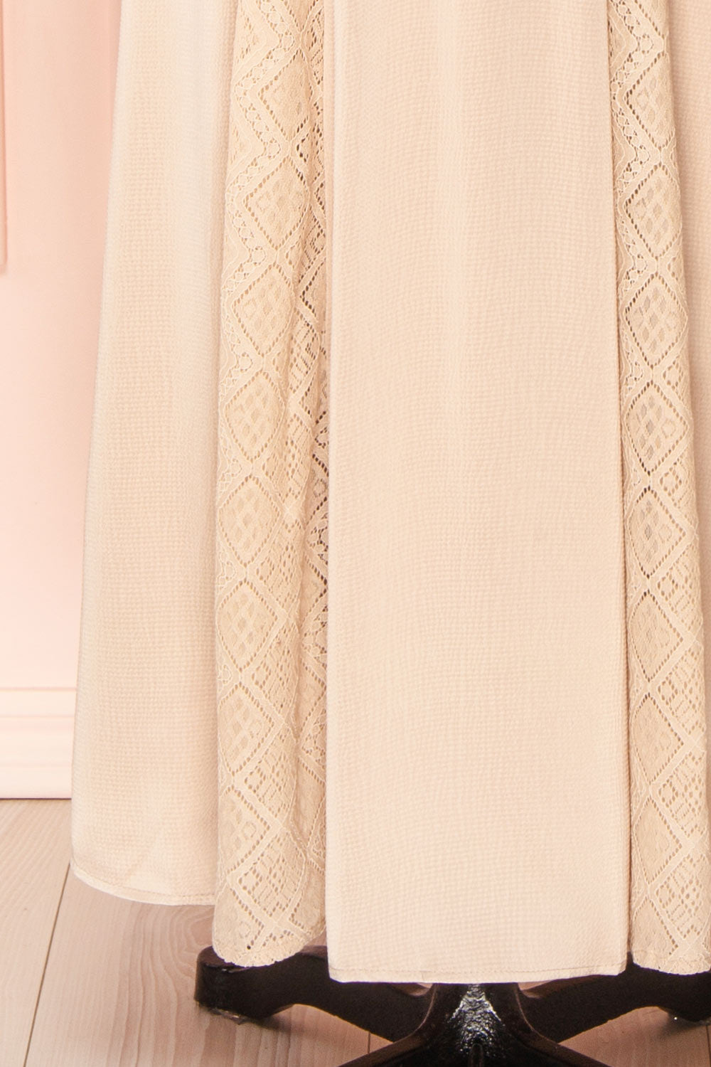 Sirina Long Sleeve Beige Maxi Dress w/ Lace Details | Boutique 1861 bottom 