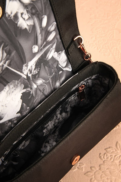 Sirtaki Noir - Black textured, golden strap handbag