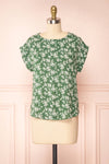 Sisko Green Floral T-Shirt w/ Round Collar | Boutique 1861 front view