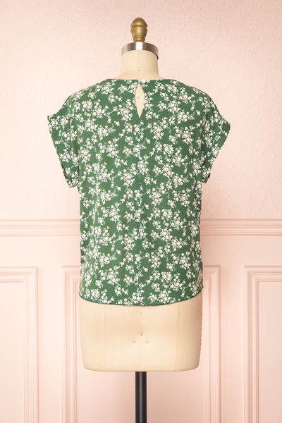Sisko Green Floral T-Shirt w/ Round Collar | Boutique 1861 back view